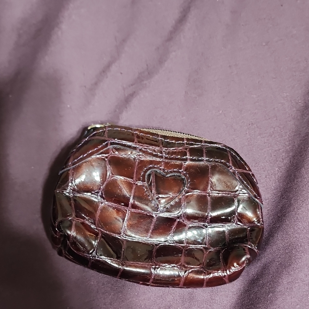 Brighton Crocodile Patterned Brown Coin Purse